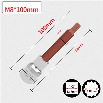 ساکٹ بٹ اسپلائن 1/2 "M8 L100 ملی میٹر