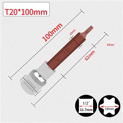 ساکٹ بٹ ٹورکس 1/2 "T20 L100 ملی میٹر